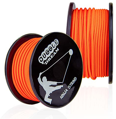 Juggle Dream Ninja Cuerda Diábolo Profesional con un Tejido Extrapretado y Acabado Liso - Ideal para Múltiples Envolturas, Naranja Neón (25 m)