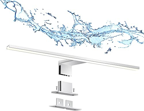 ERWEY Lampe Miroir Salle de Bain LED 8W 60cm 680lm, 4000K Blanc Neutre, Lampe Armoire Salle de bain IP44 Anti-Eau, Luminaire Miroir SDB (600mm)