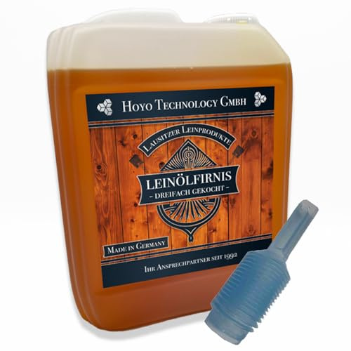 10 Liter Leinöl Firnis incl. flexiblem Ausgießer Lausitzer Leinölfirnis für Holzschutz dreifach gekocht und harzfrei
