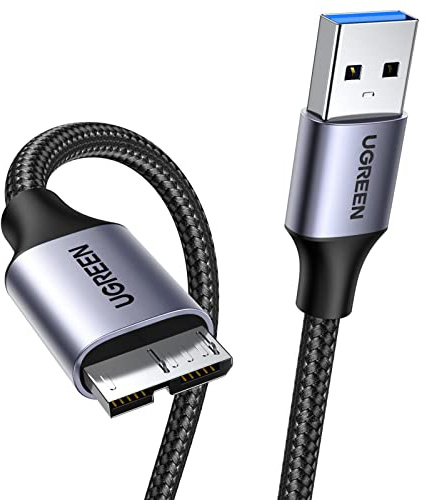 UGREEN USB 3.0 Micro B Kabel USB auf Micro B Datenkabel (1m) | USB 3.0 Stecker auf Micro B Stecker Kabel für externe Festplatten Toshiba Canvio, Western Digital (WD), My Passport usw.