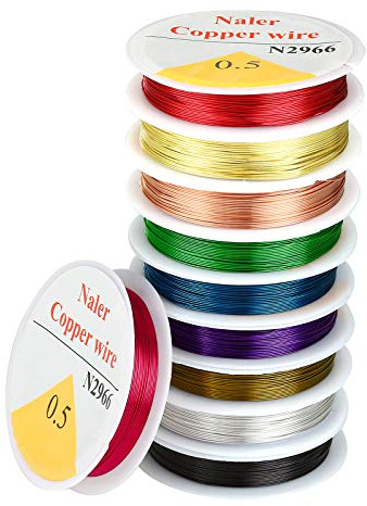 Naler 0,5 mm Kupferdraht Set Bunt in 10 Farben Basteldraht Schmuckdraht Schmuck Faden für Basteln