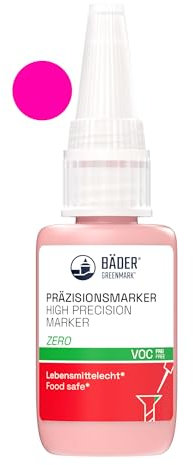 Lackfabrik Bäder Schraubensicherungslack HIGH PRECISION MARKER ZERO Rot 20ml Tropfflasche – Wasserbasierter Plombierlack, Kennzeichnungsfrei, Lebensmittelecht, Fluoreszierend, Made in Germany