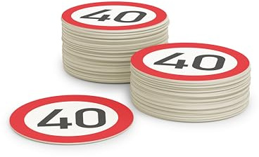 Posavasos de cartón 40 cumpleaños para Mujer y Hombre (50 Piezas) Posavasos de Cristal Redondos (⌀10cm) Fabricados en cartón ecológico