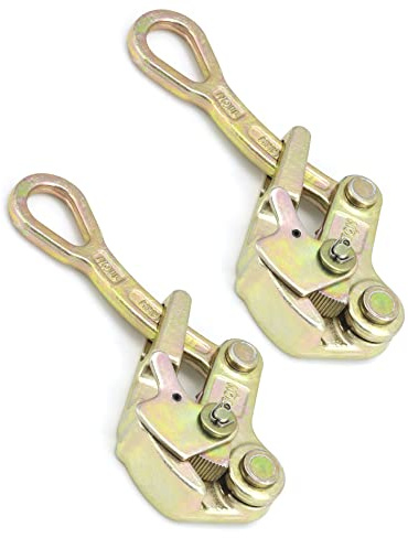 QWORK 2 Pack 1 T Cable Grip Wire Grip Steel Rope Jaw Puller for Wire Rope, Pulling 2204 Lbs