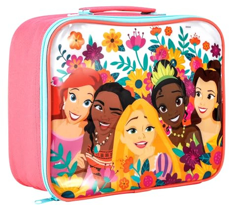 Disney Princess Kids Insulated Lunch Bag with Carry Handle - BPA Free | Waterproof Toddler Packed Lunch Box Bag, Perfect Size for Packing Hot or Cold Snacks School & Travel | Back to School Gifts