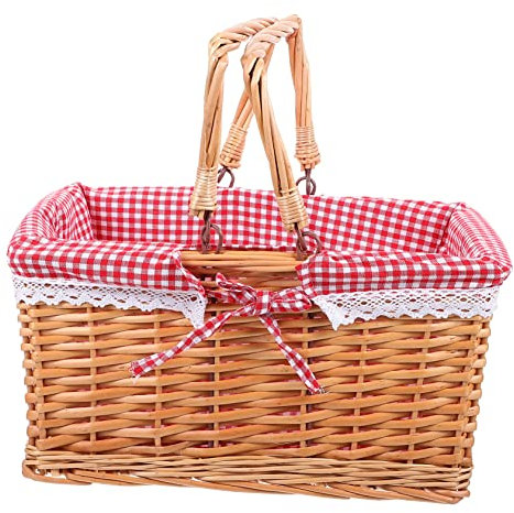 Garneck Gewobener Korb korbtasche groß hochzeitskorb strandstühle strandkorbwerk strand sessel getränkekorb regalkorb beachchair Snack Container Stroh Geschenkkorb Braut Picknickkorb Stoff