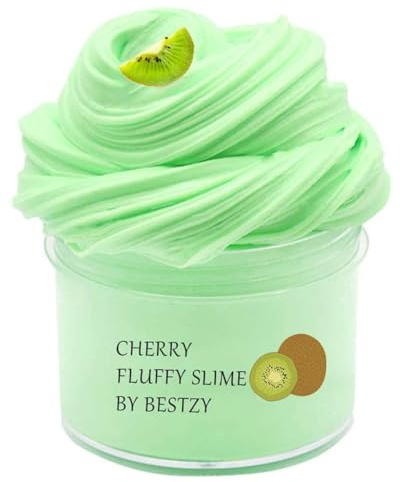 Fluffy Slime Kinder Selber Machen Grün Butter Slime Kit, Mit Keks und Zubehör für Fruchtschleim, Geschenk Mädchen Jungen Spielzeug,Cake Charms Enhalten Duftenden Putty