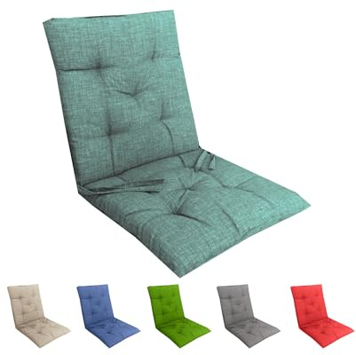 Set 6 Cuscini Sedia con Schienale Cucina Cuscino con Lacci Fascia Elastica da Giardino Esterno Cuscino Imbottito per Sdraio Prendisole Cuscino Poltrona Sdraio Relax Misura 40x80 cm Verde Acqua