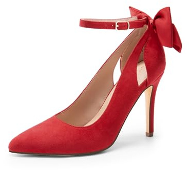 DREAM PAIRS Decolleté da donna con punta chiusa, rosso camoscio., 40.5 EU