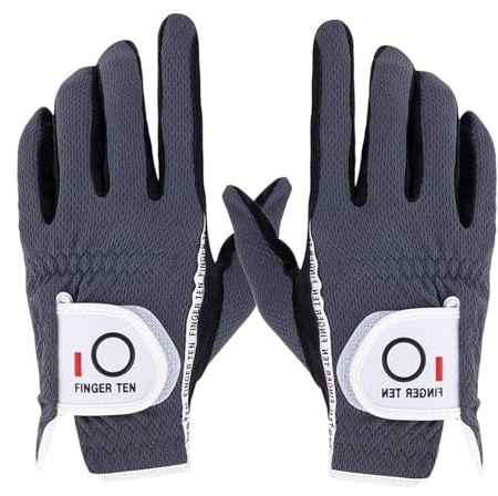 LOVMEAD Golf-Handschuhe, Herren, Linke Hand, rechts, Regengriff, Leistungs-Verhältnis, Paar, Herren, Golf-Handschuhe, verschleißfest, rutschfest, Farbe schwarz, grau, grün, flexibel (Grau, XL)