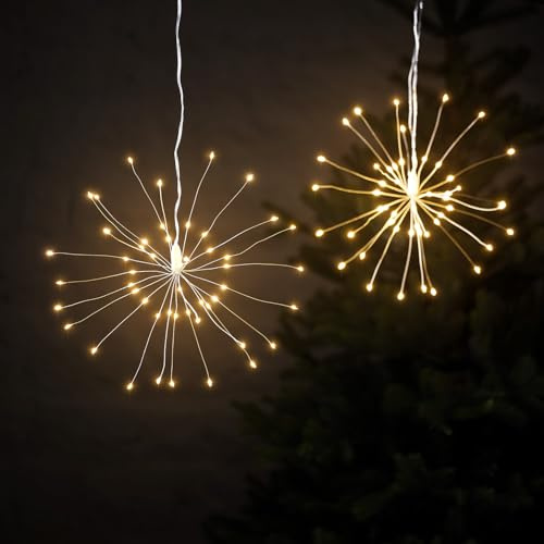 Lights4fun 2er Set LED Stern Bälle 30cm Timer warmweiß Stern Beleuchtet Außen LED Stern Outdoor Weihnachtsdeko Aussen Stern Aussenbeleuchtung