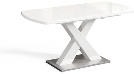 Vicco Esstisch Chinto, Weiß, 120-160 x 80 cm | ausziehbar, mit X-Gestell und synchronem Ausziehmechanismus
