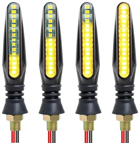 4 Pcs Motorcycle Motorbike Indicators, LED Flowing Turn Signal Lights, Universal 12V Flowing Indicator Lamps, Waterproof Daytime Running & Brake Lights Easy Installation, Durable Design for Motorbikes