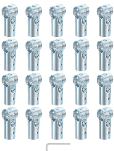 QUARKZMAN 20Pezzi Morsetto a T per Tubo Angolo di 180 Gradi 2 Vie | OD 1 Pollice 25mm, Morsetti per Estremità, Impostazioni Scaffale, per Recinzione, Metalliche