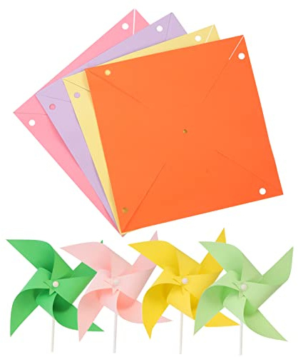 OFFIGAM 24pièces Jouet Windmill à Peindre pour Moulinets Papier à Assembler Activité Manuelle Colorée Et Amusante Plein Air