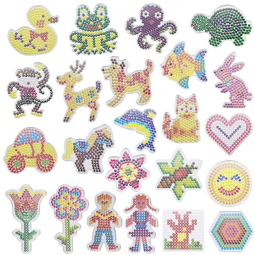 Allazone 5 mm Tableros de Perlas de Fusibles, Placas de Cuentas para Planchar, Placa de Cuentas Cuadrada para Cuentas Niños Artesanía Perla (23 Pz Formas Mixtas)