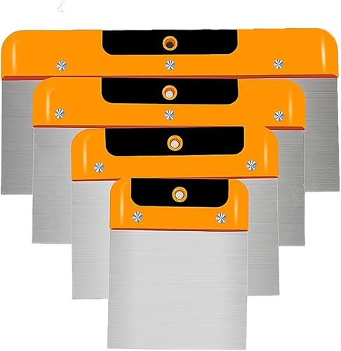 Wallpaper Scraper, 4 Pcs Stainless Steel Paint Scraper Filling Putty Knife Set for Walls (4，6，8，10Inches)