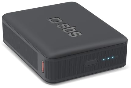 SBS NanoTube PowerBank HD, 10000mAh, 22.5W Power Delivery (PD 3.0 PPS), AFC | Power Bank con Ricarica Rapida, Tecnologia Alta Densità, USB-C, Caricabatterie Portatile da Viaggio, Design Compatto, Nero