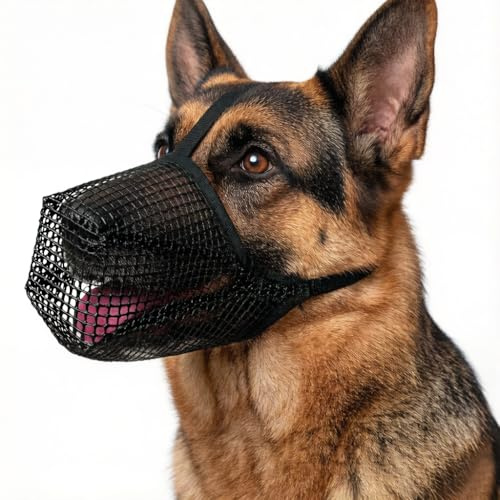 Maulkorb für Hunde, Weicher Netzmaulkorb für kleine, mittelgroße und große Hunde, verstellbare Welpenmaulkörbe zum Auffangen von Beißen, Lecken und Kauen (L)