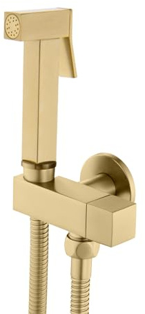 Pulvérisateur de Bidet, Kit Douchette WC en Laiton Pulvérisateur de Bidet à Main Mural Pulvérisateur de Toilette pour Bidet pour l'hygiène Personnelle, le Nettoyage des Toilettes (Brushed gold)
