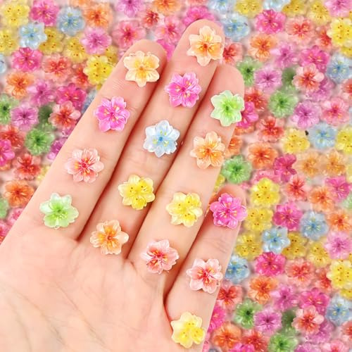 Vicloon 3D Fleur Charms Nail, 50 Pièces Fleur pour Sécoration Des Ongles Des Femmes, Petits Charme Floral pour Ongles, Strass Ongle Nail Art, Décoratives pour Nails Art