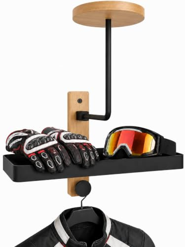 motofans Helmhalterung Wand, Motorrad Garderobe, Motorradhelm Halterung Wand, Geschenke für Motorradfahrer Fußball Taktische Ausrüstung Geeignet, Hergestellt aus Edelstahl und Holz