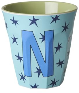Rice Melmain Gobelet moyen étoiles – Lettre N – Gobelet pour enfant – Vaisselle de camping – Tasse en mélamine incassable sans BPA 250 ml