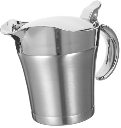 Toyvian Saucière Acier Inoxydable Double Paroi Verseuse Thermique pour Sauce et Jus Design Ergonomique Anti-goutte pour Maison et Restaurant