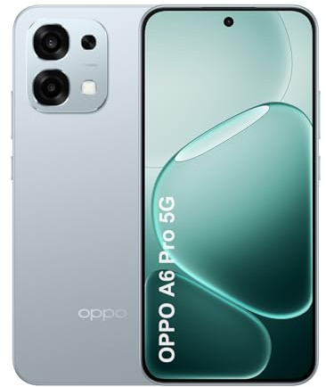 OPPO A6 Pro 5G Smartphone Débloqué, Batterie de 6500mAh, Charge Flash SUPERVOOC 80W, Écran AMOLED 6,57 120Hz, Dimensity 6300, 8+256 Go, Supercool VC, Caméra AI 50MP + 2MP, IP69, Lunar