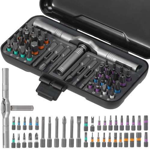 39 in 1 Ratchet Screwdriver Set Multifunctional Magnetic Screwdriver Sets Multi Bit Ratcheting Screw Driver Set DIY Combination Flexible Shaft for Furniture Assembly, Electrical Repair(Grey)