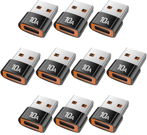 KAYQINHO USB to USB C Adapter(10 Pack), Type C Female to USBA Male Block Converter for MacBook, Notebook, Tablet, Smartphone, Airpods, Galaxy S23 S24 A34, iPad 10 Air 4 5.