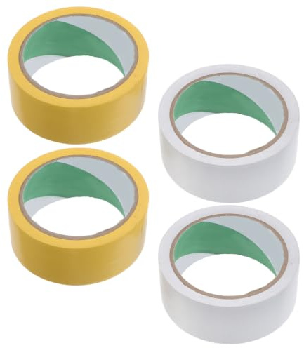 Amosfun 4 Pièces Ruban Adhésif pour Terrains de Sport, Bande Athlétique PVC Jaune et Blanc 1,57x17,5 M, Marquage de Terrain, pour Court de Pickleball en Intérieur