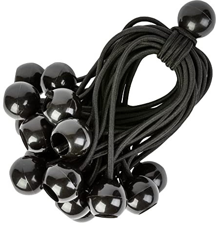 PRETEX Spanngummi mit Kugel - Set von 25 Stück x 23cm Gummispanner - Hochbelastbare Spanngummis Perfekt als Planenspanner oder Zeltspanner - Zeltgummi Expanderschlingen Schwarz