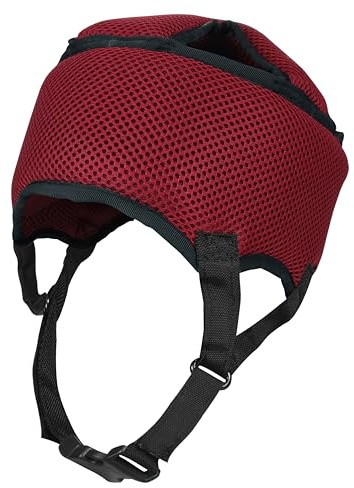 Ubio Casco de Protección Craneal Rojo, Tejido Acolchador Transpirable, Protector de Cabeza Personas Mayores, Epilepsia, Convulsiones, Niños, Adultos, Arnés de Mentón Ajustable 50-54cm Hecho en España