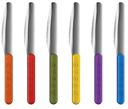 Viceversa Pointless Set Coltelli da Bistecca, Acciaio Inossidabile, Multicolore, 1.2x3.5x22 cm, 6 Unità