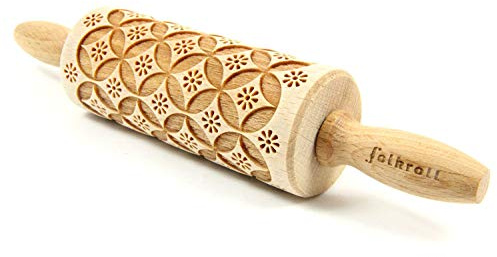 ExtraGourmet Cooky Roller Chinesisch, Nudelholz - Backrolle - Rollholz mit individuelle Muster/Prägung