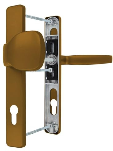 Premium Drückergarnitur Victory DHS 92mm - Rechteckig - Griff-Knauf, Farbe:Gold F4, Schildbreite:36mm