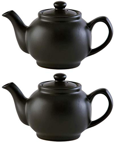 Price & Kensington Traditional Ceramic Tea Serving Teapot 2 Cup Matt Black (Pack of 2)