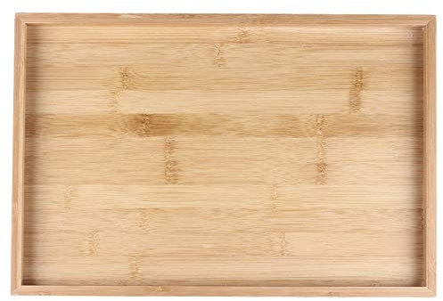 XINRUI Plato rectangular hecho a mano para carne, pizza o aperitivos de madera de bambú natural, estilo japonés.