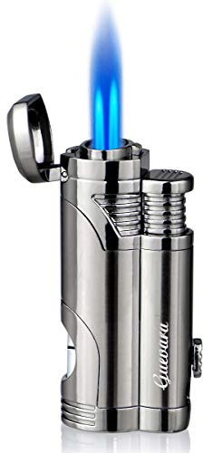 GUEVARA Butane Torch Lighter with Punch Windproof Double Jet Lighters (Grey)