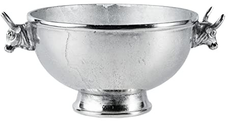 Skål tjurhuvud dekorativ tallrik serveringsplatta aluminium silver dekoration rund – dekorativ skål modern gjord av metall för vardagsrum eller badrum – bordsdekoration bröllop 31 eller 40 cm (40 x 31 x 19 cm)