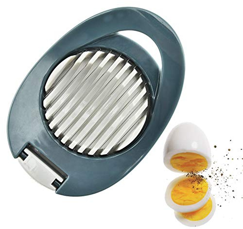 Egg Slicer for Hard Boiled Eggs Cutter with Stainless Steel Wire Dishwasher Safe (Blue)