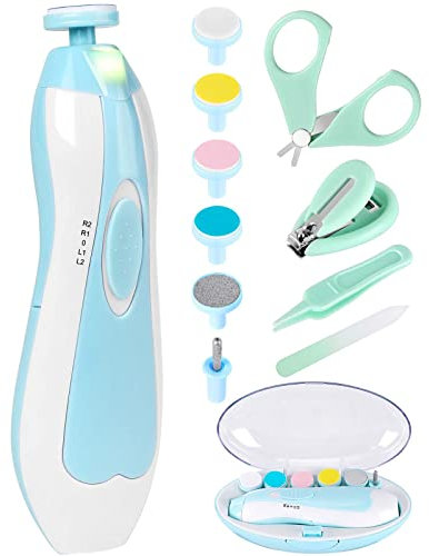 Qunlions life Baby-Nagelschneider, elektrisch, 12-in-1, Baby-Nagelknipser, sicheres Baby-Nagelfeilen-Set mit Nagelknipser, Schere, Pinzette und Nagelfeilen