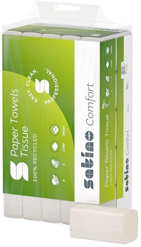 Satino Papierhandtücher 2-lagig Premium - 3.750 Blatt weiße Falthandtücher - Z Falz - für Papierspender mit Papiergröße 24x24cm (24x8cm gefaltet)