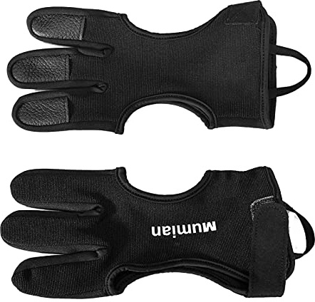 Guante de tiro con arco para caza, piel de tiro con tres dedos, guante de tiro a arco finger Tab S M L XL Black Feather Bow Tir Chasse Guantes de protección para jóvenes adultos principiantes
