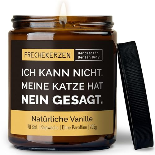 Lustige Duftkerze mit Spruch für Katzen Besitzer & Liebhaber | Handgemacht aus Sojawachs | In Geschenkbox | Nachhaltiges Valentinsgeschenk Gastgeschenk Katzenhalter Cat Lovers |Vanille