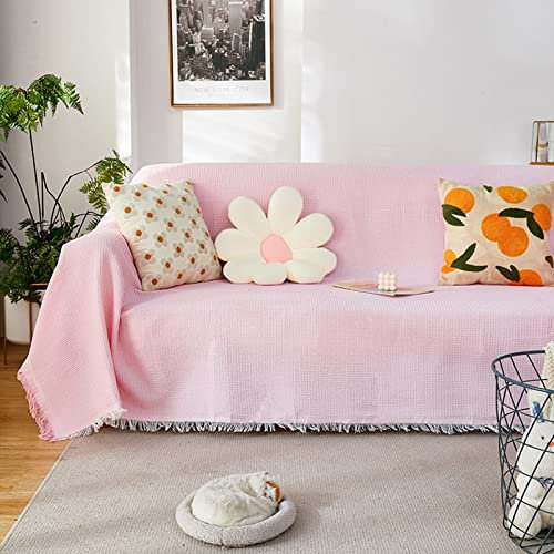 Homxi Sofahusse 1Sitzer,Couchbezug Einfarbig Überwurf für Sofa Polyester Handtuch Sofa Rosa Sofabezug Decke 90x150CM