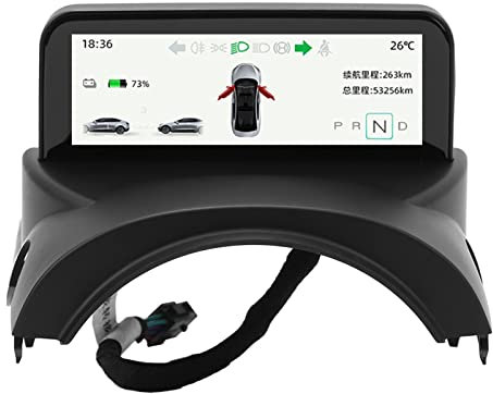 HUD-Tachometeranzeige, 4,6-Zoll-Auto-HUD-Bildschirm, LCD-Tachometerbildschirm, Digitales Armaturenbrett-Display, Ersatz für Modell 3 Y (AMD Ryzen)