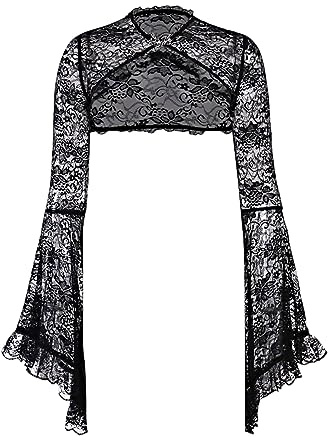 keland Coprispalle Vittoriano in Pizzo Cardigan Scaldacuore Bolero Top Gotico a Maniche Lunghe Gilet per Abito da Donna (Nero, Large)