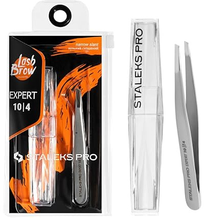 STALEKS PRO Pinza para cejas escasas y finas, precisa, acero inoxidable. Expert 10/4